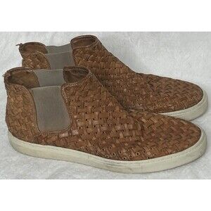 ERNESTO DOLANI WOVEN LEATHER CHELSEA ANKLE BOOTS 37 US Women’s 6.5 MADE IN Italy
